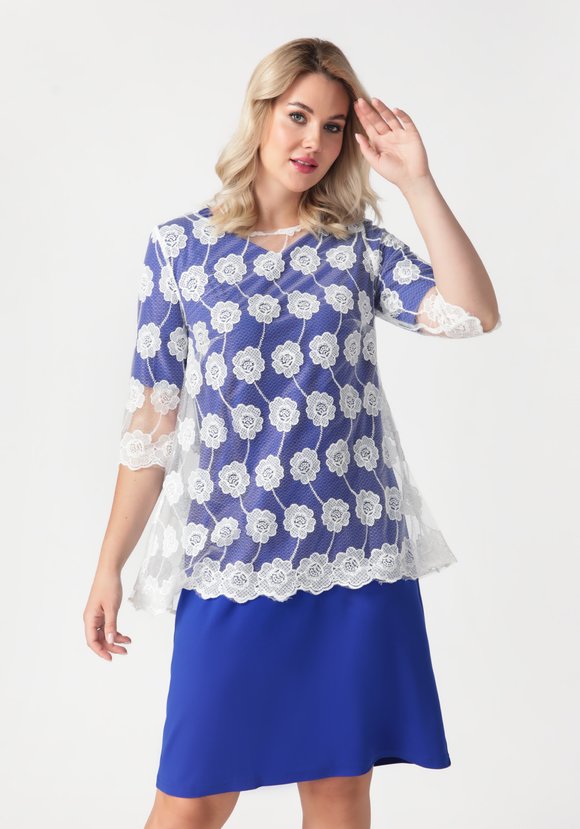 Платье двойка с гипюровой накидкой шир.  580, рис. 7