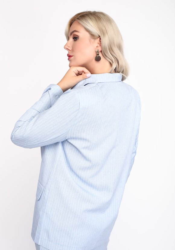 Жакет двубортный в полоску шир.  580, рис. 18