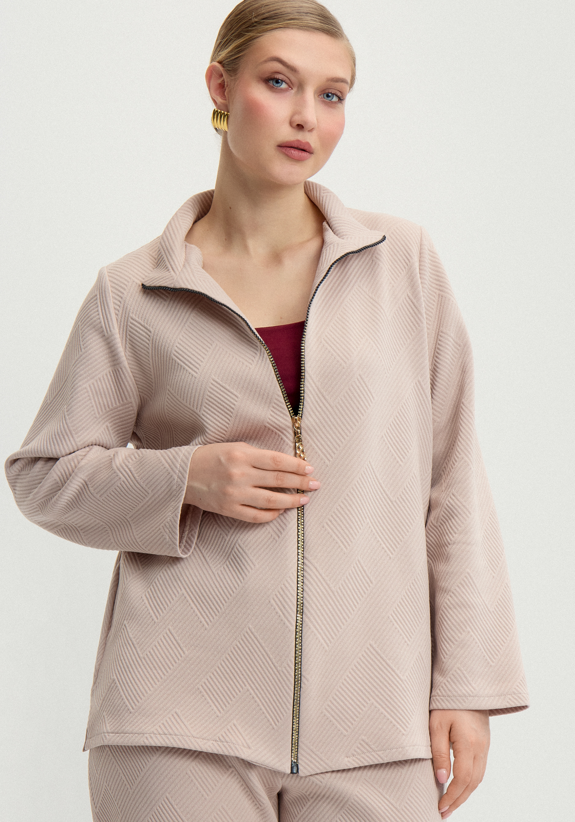 

Кардиган на молнии с фактурным принтом, Белый