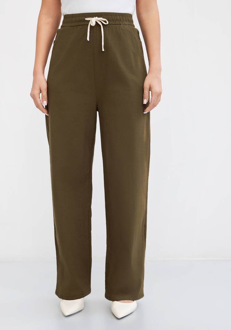 Брюки на резинке по поясу, прямые Симона шир.  750, рис. 16