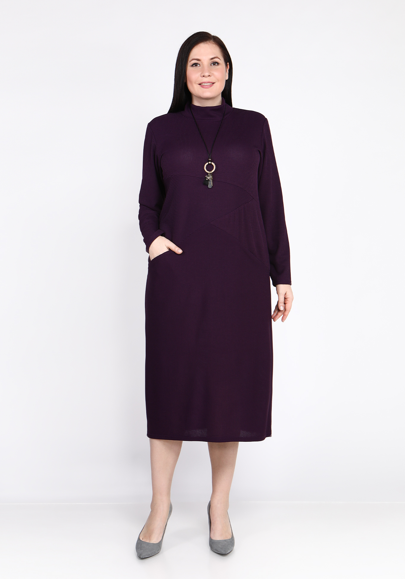 Платье "Трепетные объятия" Lomara, размер 50, цвет баклажановый - фото 2