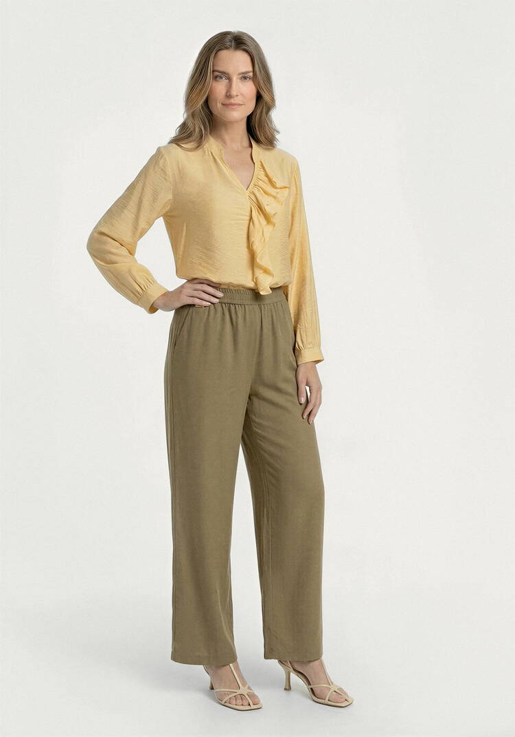 Брюки от бедра прямые изо льна шир.  750, рис. 5