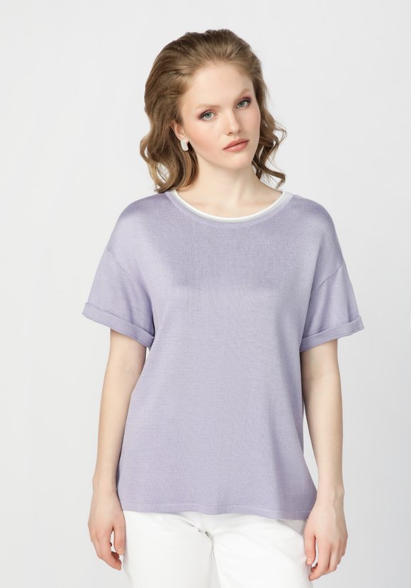 Футболка с отделкой по горловине шир.  580, рис. 19