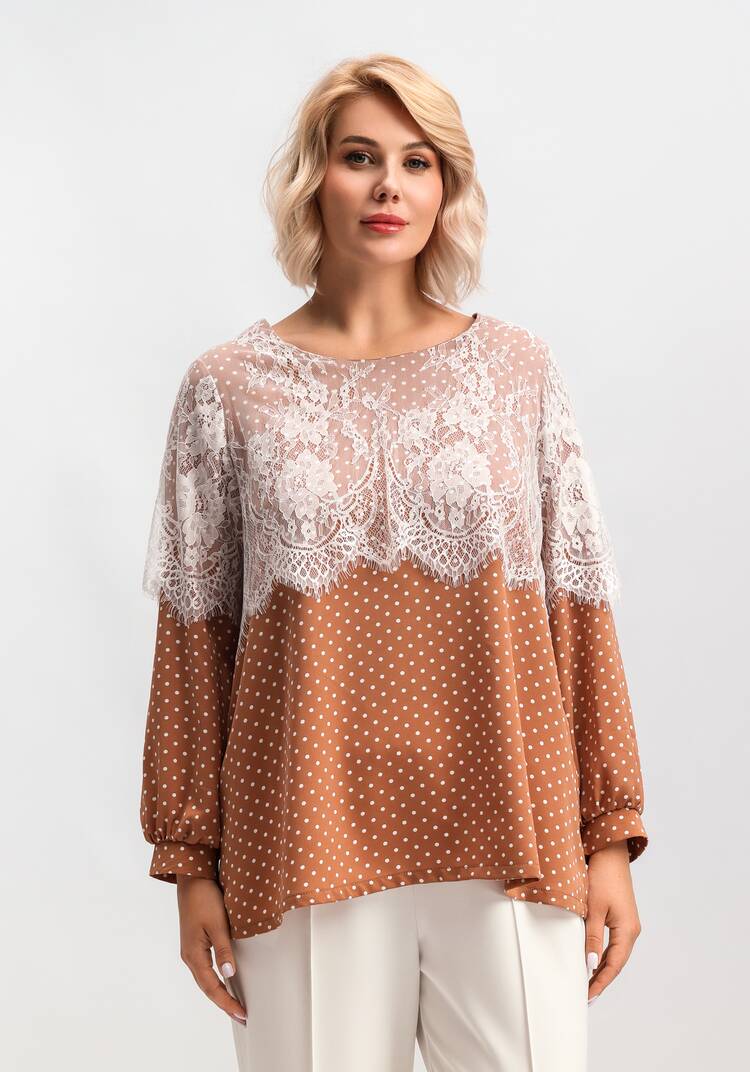 Блуза с кружевом по плечам шир.  750, рис. 40