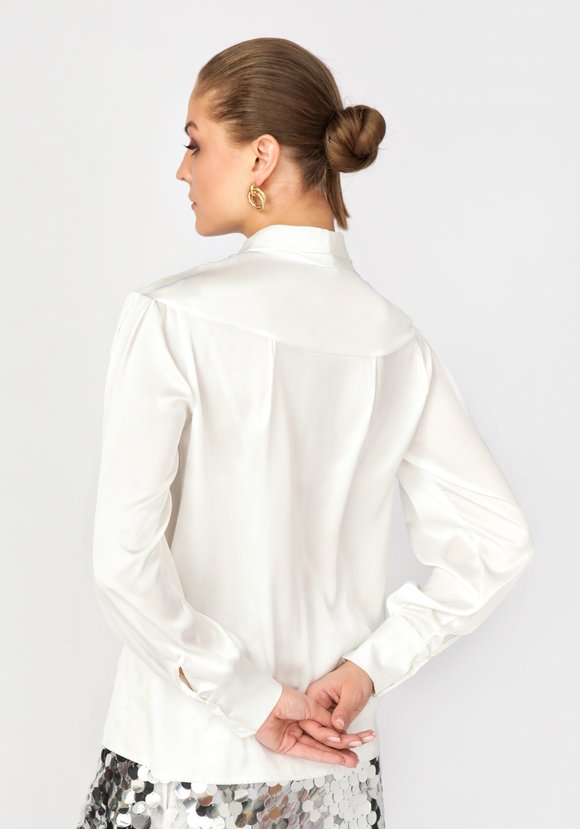 Блуза с декоративным бантом прямого силуэта шир.  580, рис. 7