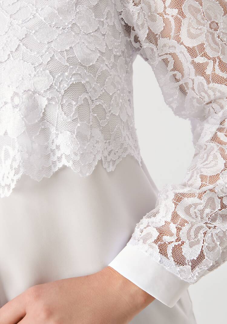 Блуза с ажурным кружевом на груди шир.  750, рис. 13