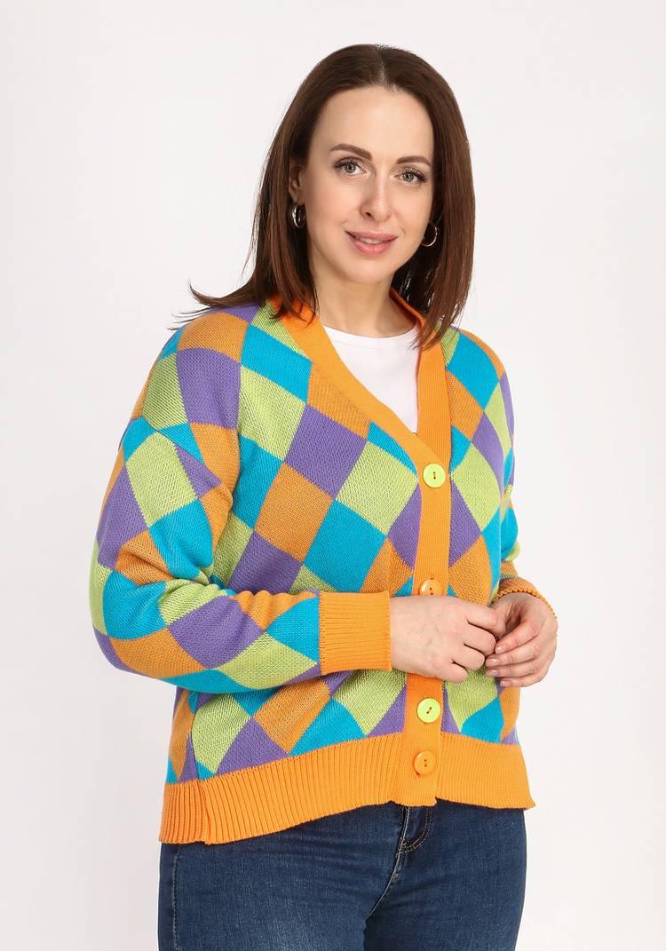 Кардиган Яркие ромбы шир.  750, рис. 11