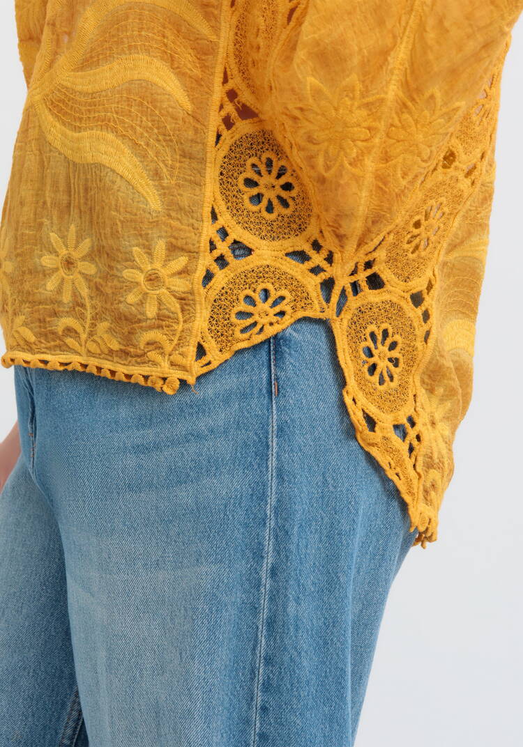 Блуза свободная с кружевным шитьем шир.  750, рис. 6