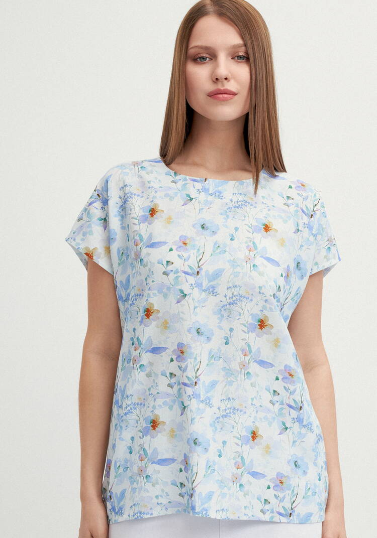 Блуза изо льна с коротким рукавом шир.  750, рис. 4