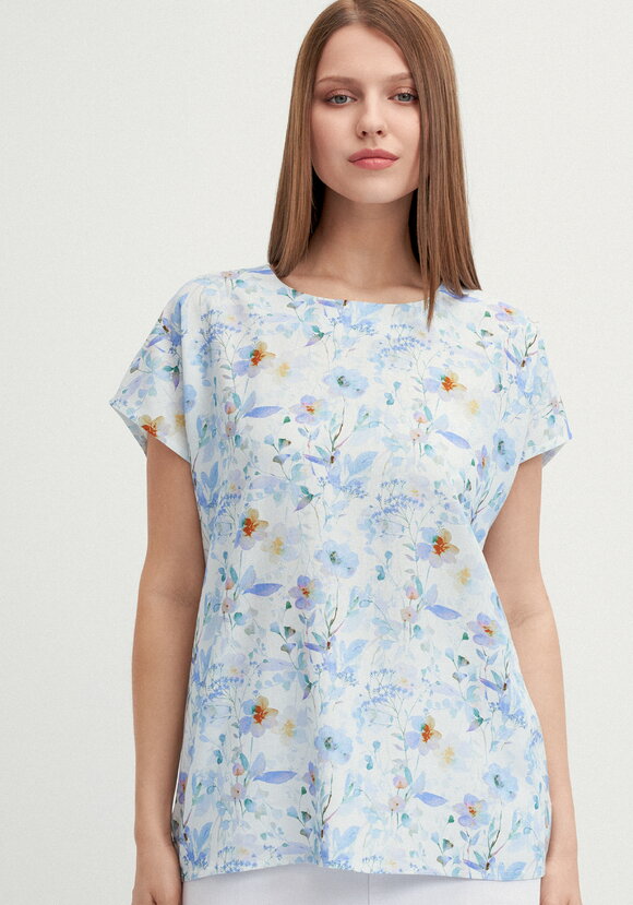 Блуза изо льна с коротким рукавом шир.  580, рис. 4