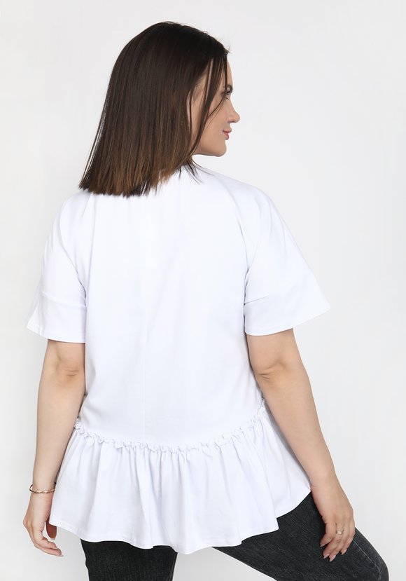 Блуза с рюшей по низу шир.  580, рис. 6