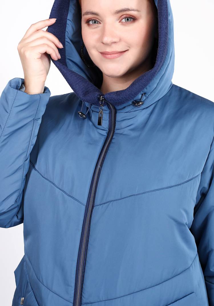 Пальто на синтепоне однотонное с капюшоном шир.  750, рис. 4