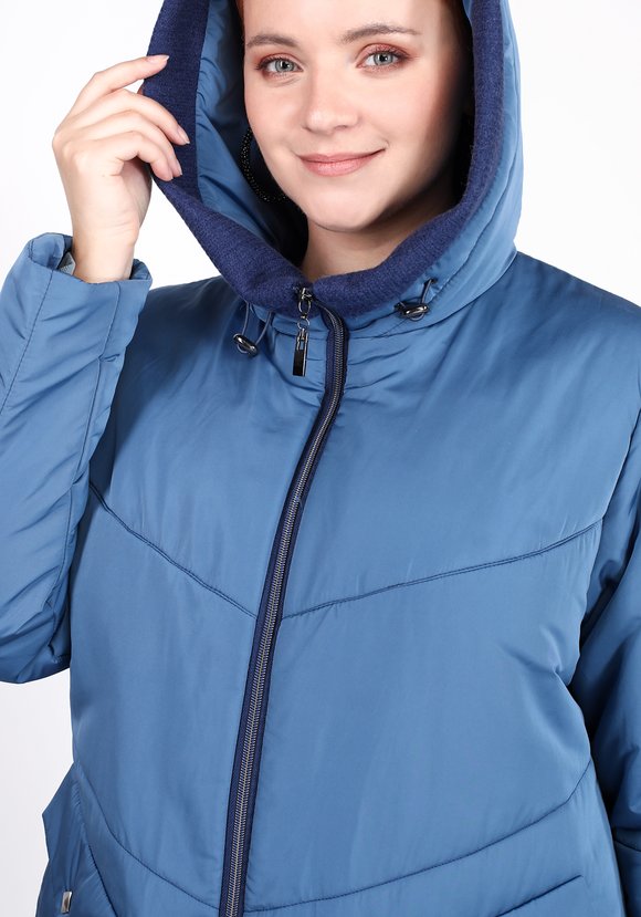 Пальто на синтепоне однотонное с капюшоном шир.  580, рис. 4