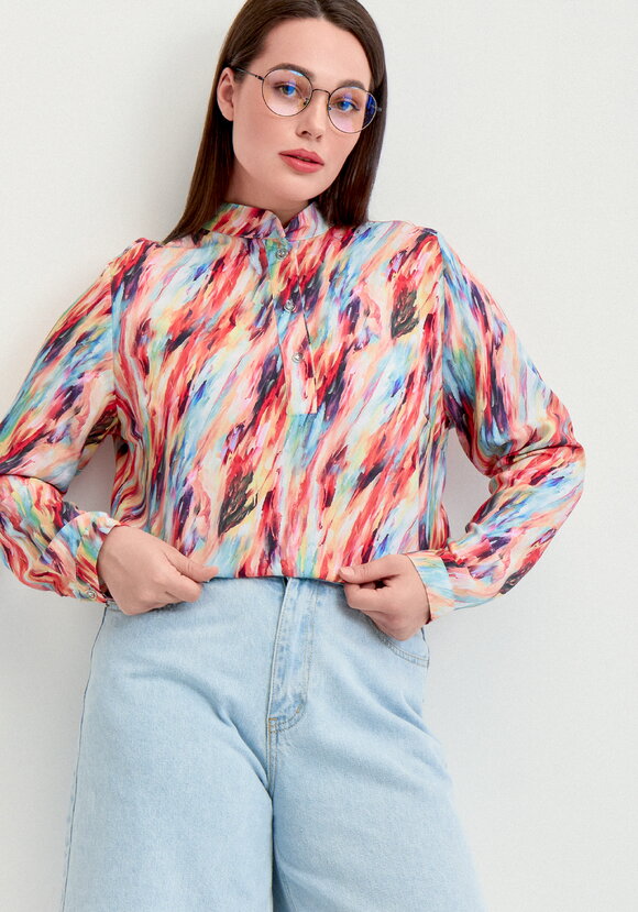 Блуза базовая с планкой на груди шир.  580, рис. 1