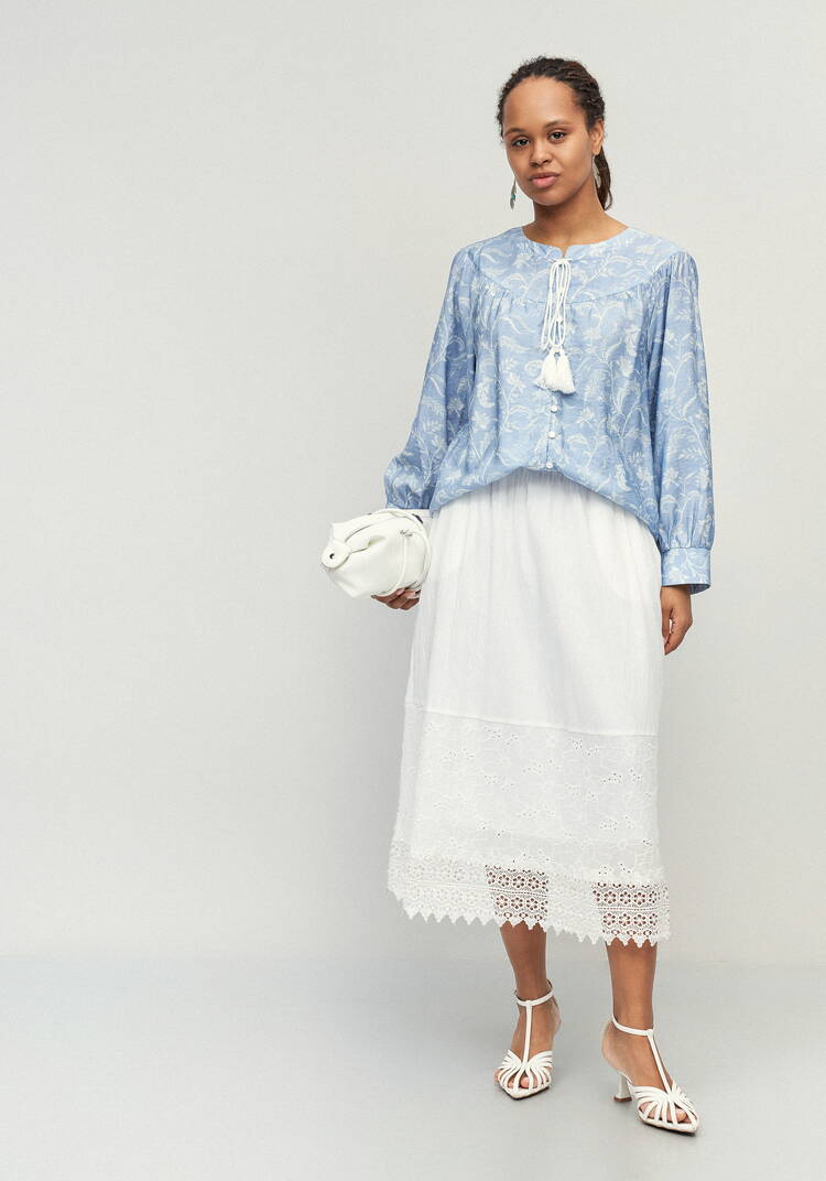 Блуза с цветочным принтом Эмилия шир.  750, рис. 8