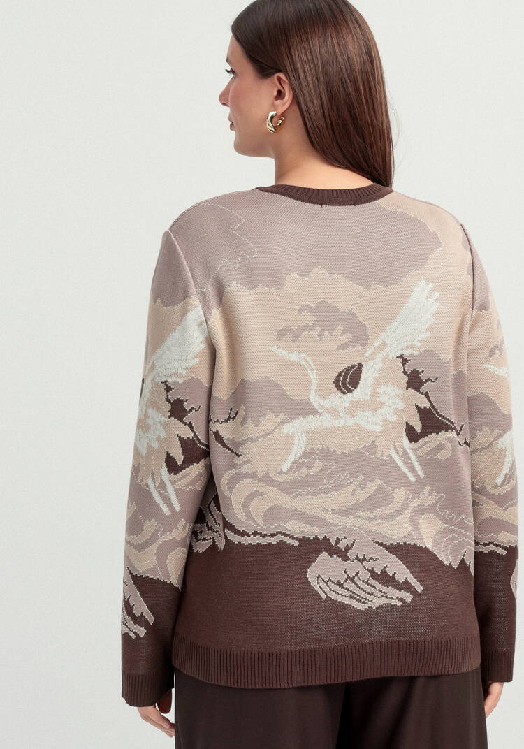 Джемпер с рисунком Журавль шир.  750, рис. 10