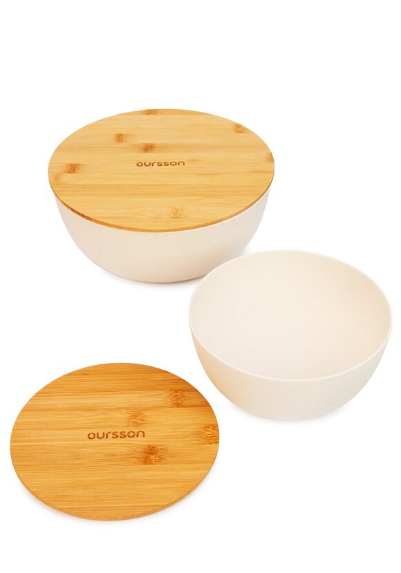 Набор из бамбуковых мисок с крышками, 2 шт. шир.  580, рис. 3