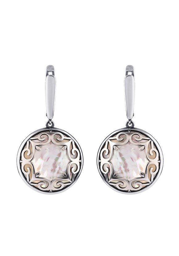 Серебряные серьги Перламутровая мечта шир.  580, рис. 1