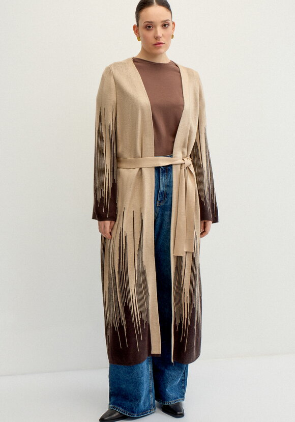 Кардиган удлиненный с принтом-абстракцией шир.  580, рис. 6