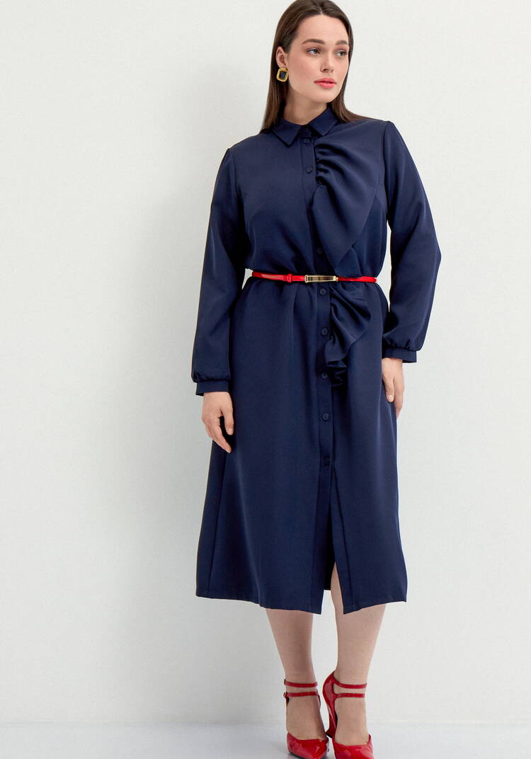 Платье с декоративной сборкой на пуговицах шир.  750, рис. 9