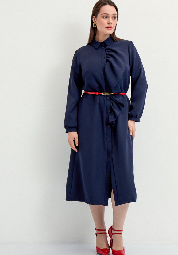 Платье с декоративной сборкой на пуговицах шир.  580, рис. 9