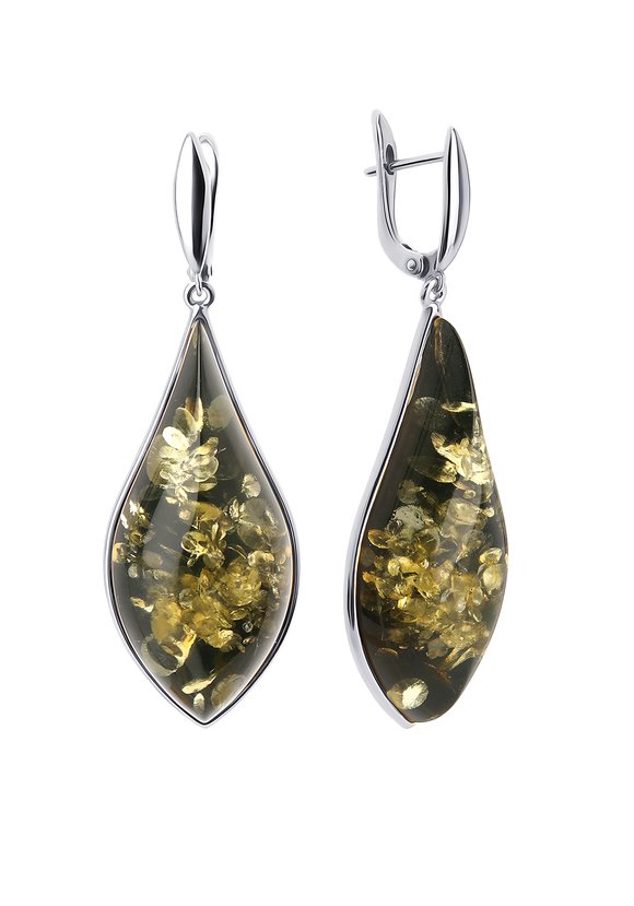 Серебряные серьги  Янтарные брызги шир.  580, рис. 2
