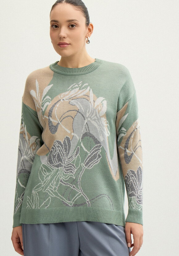 Джемпер с цветочно-абстрактным принтом шир.  580, рис. 9