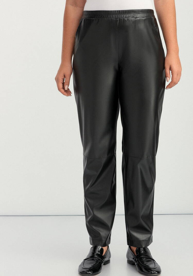 Брюки из экокожи прямые на резинке шир.  750, рис. 14