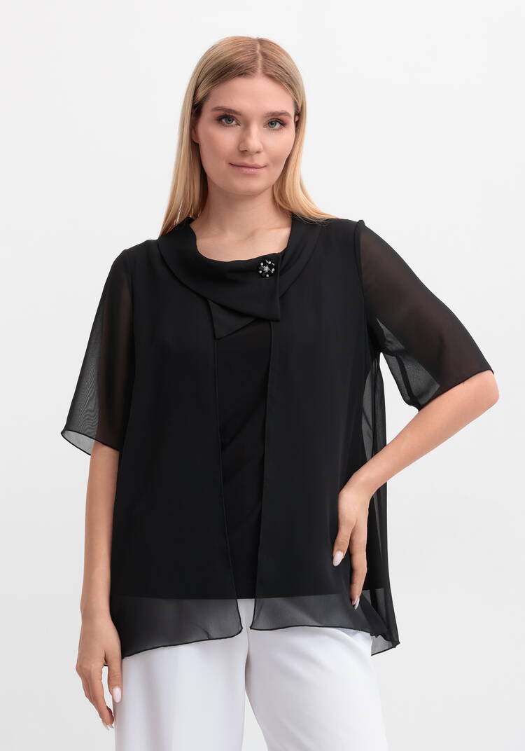 Блуза на запах с брошью шир.  750, рис. 2