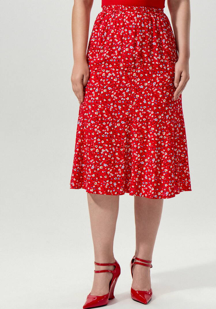 Юбка миди с цветочным принтом шир.  750, рис. 4