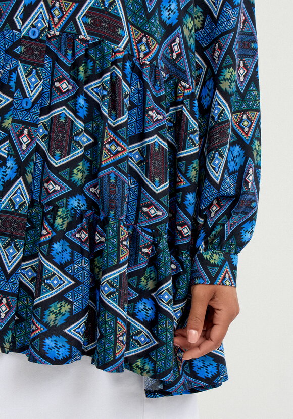 Блуза свободная с воланами по низу шир.  580, рис. 14