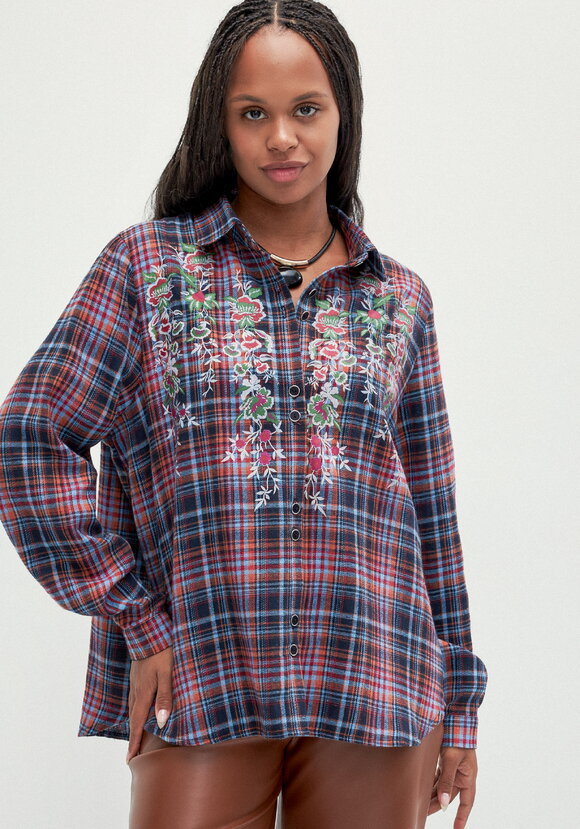 Рубашка в клетку с принтом шир.  580, рис. 9