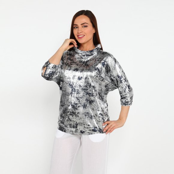 Блуза с блестящим принтом и воротником шир.  580, рис. 12