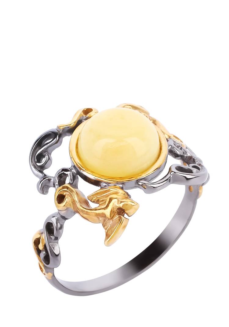 Кольцо серебряное Янтарный восторг шир.  750, рис. 3