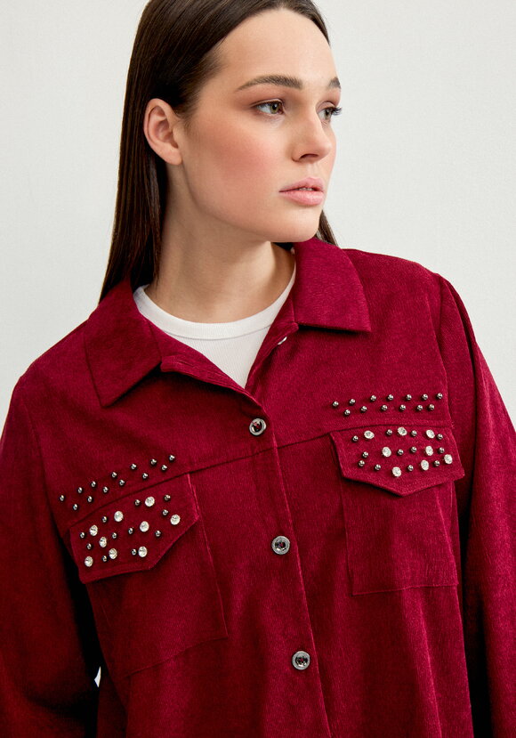 Рубашка вельветовая со стразами шир.  580, рис. 4
