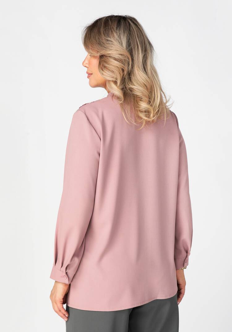 Блуза на пуговицах с ажурным кружевом шир.  750, рис. 8