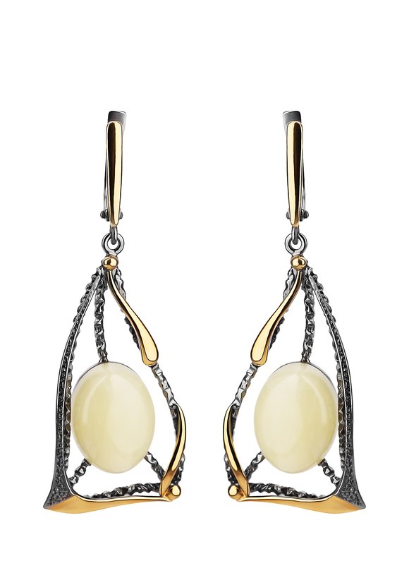 Серьги серебряные Янтарные грезы шир.  580, рис. 1