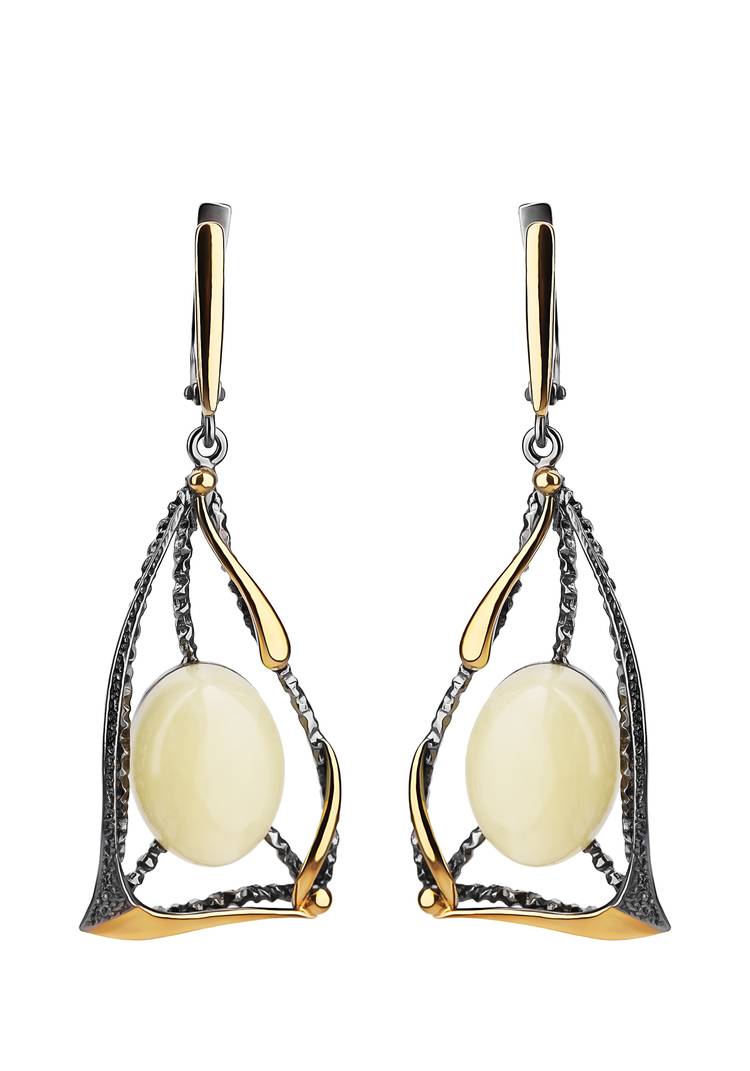 Серьги серебряные Янтарные грезы шир.  750, рис. 1