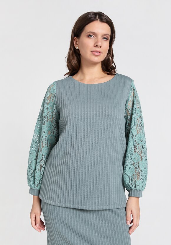 Блуза с кружевными  рукавами шир.  580, рис. 1