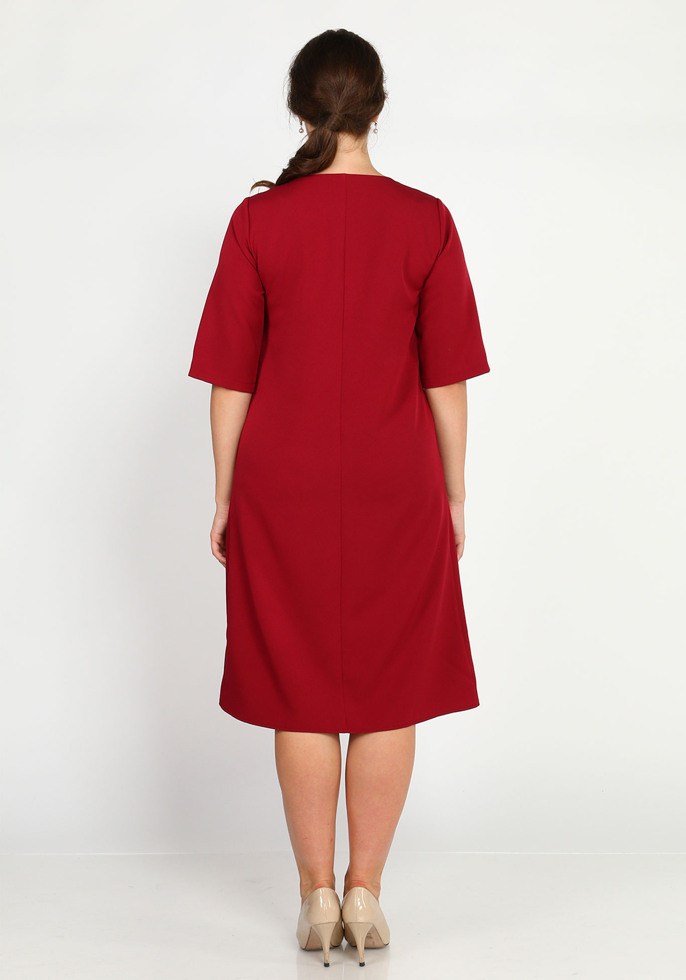 Платье-миди с шелкографией Victoria, размер 54, цвет красный - фото 7