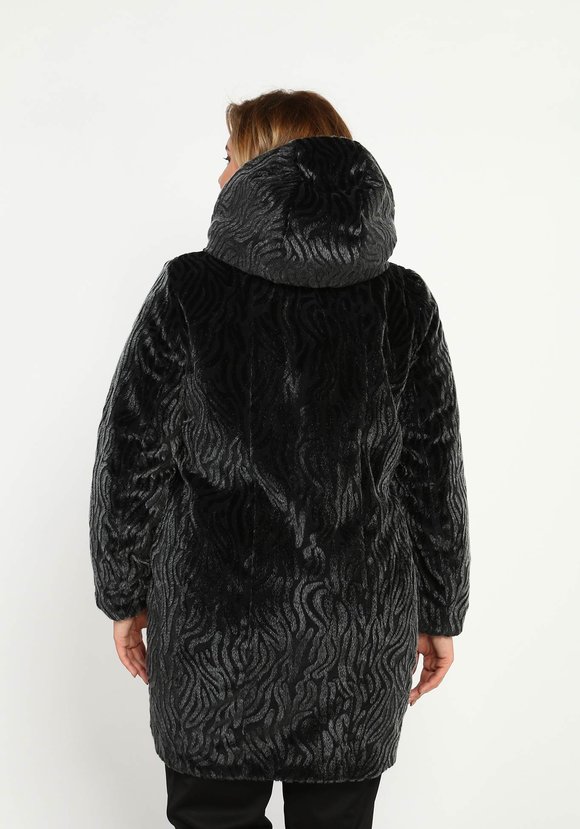 Шуба на молнии из эко-меха с капюшоном шир.  580, рис. 16