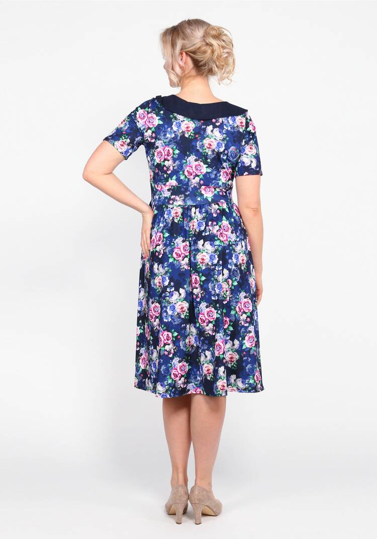 Платье с контрастным воротом и принтом шир.  750, рис. 3