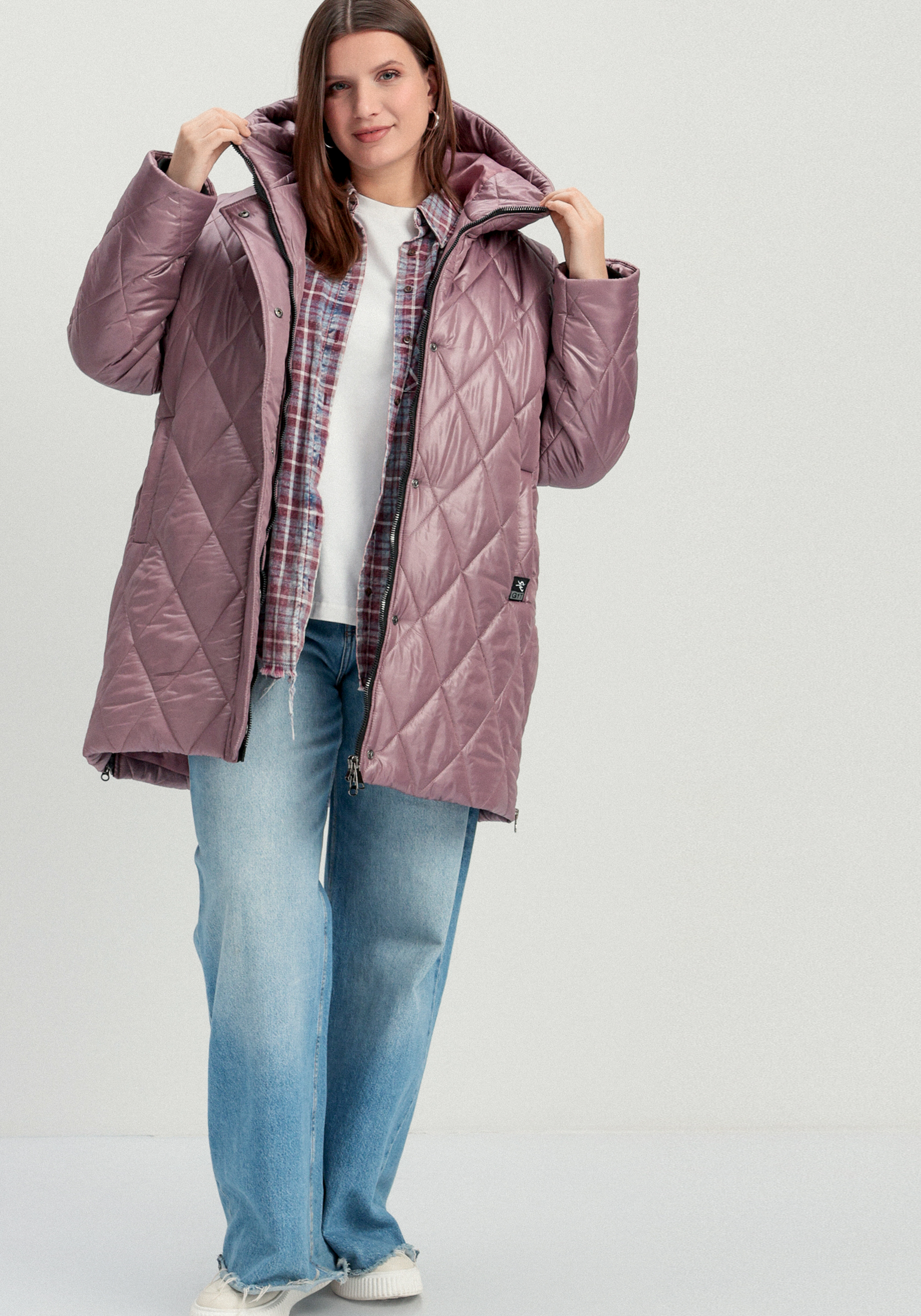 Куртка на молнии со стежкой ромбами