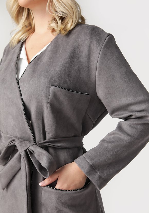 Жакет с карманами из эко-замши шир.  580, рис. 8