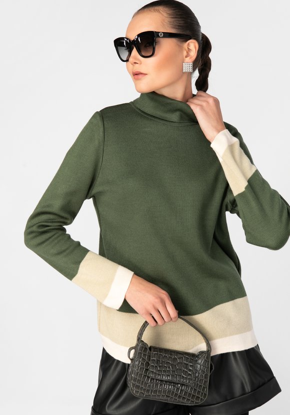 Свитер женский с контрастными полосами шир.  580, рис. 16