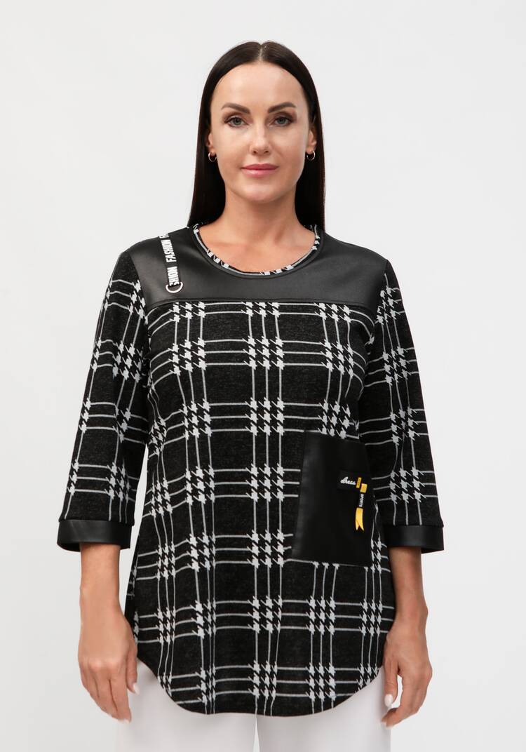 Блуза с кожаными вставками шир.  750, рис. 4