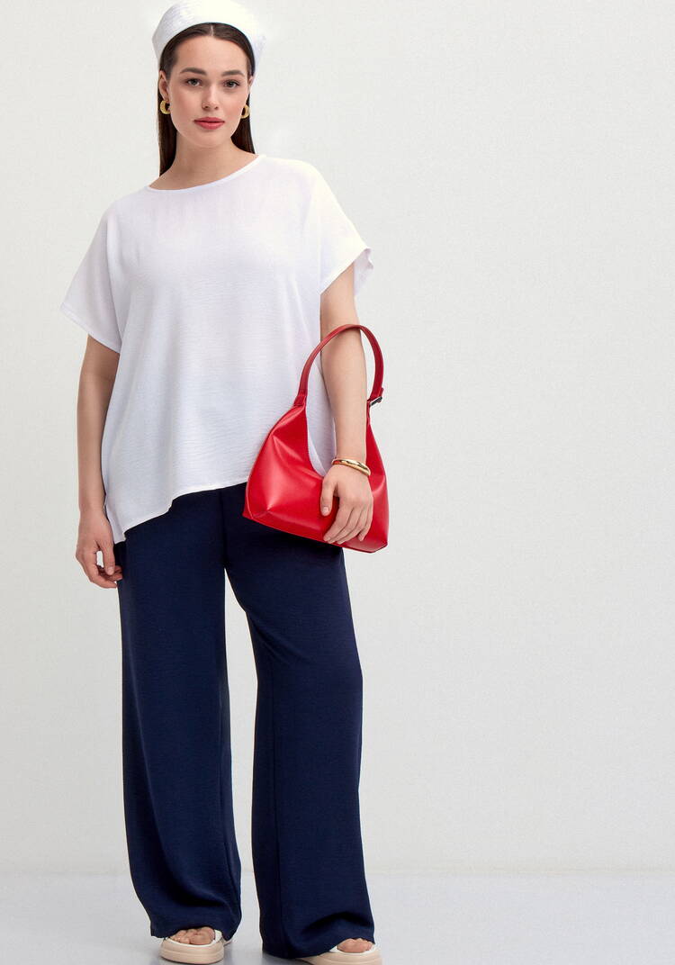 Брюки палаццо на резинке с карманами шир.  750, рис. 6