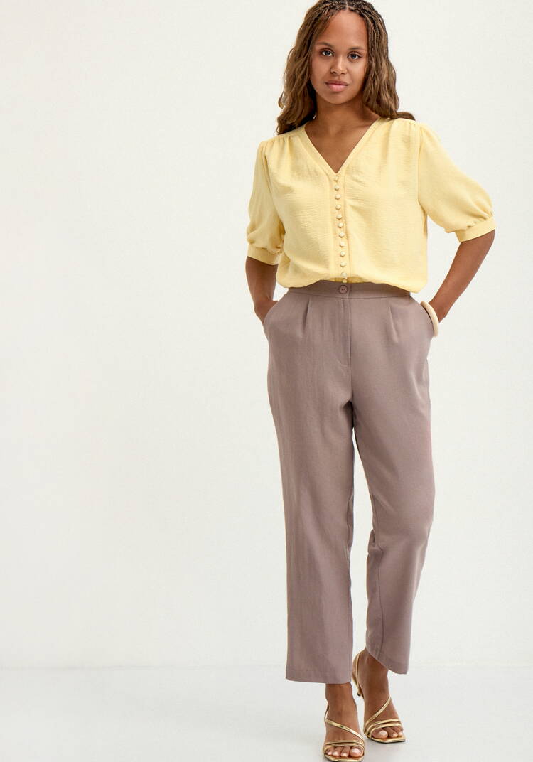 Брюки изо льна  прямые  с резинкой по поясу шир.  750, рис. 7