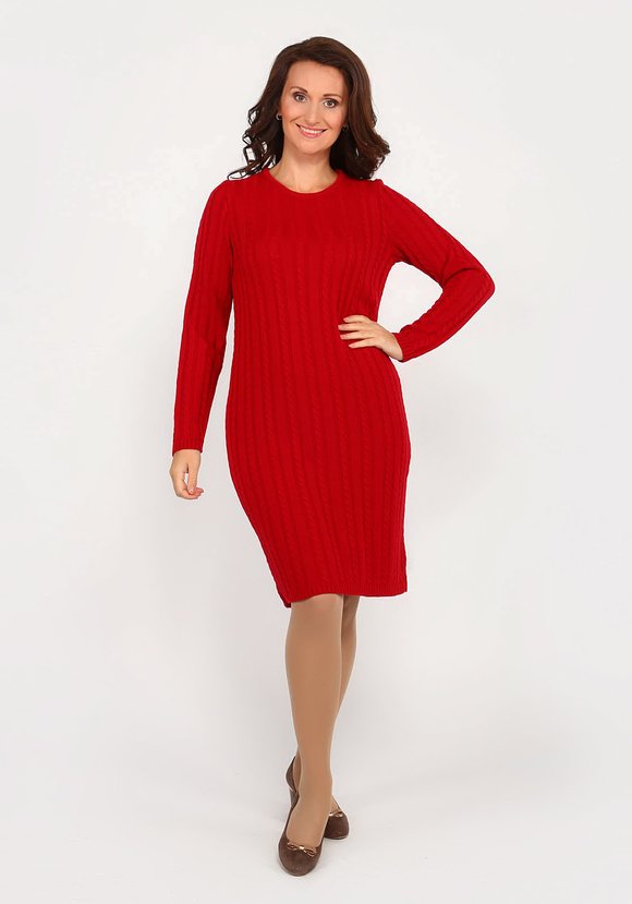 Платье прямое с вязкой косы шир.  580, рис. 1