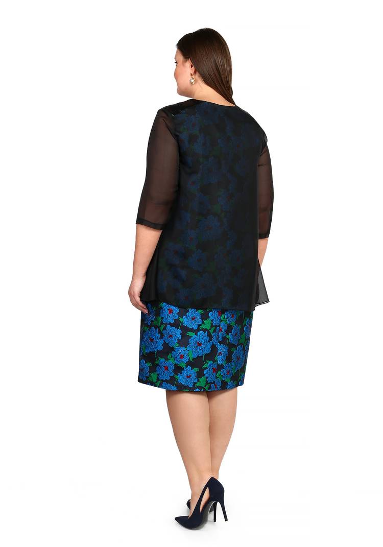 Жаккардовое платье с шифоновой накидкой шир.  750, рис. 3